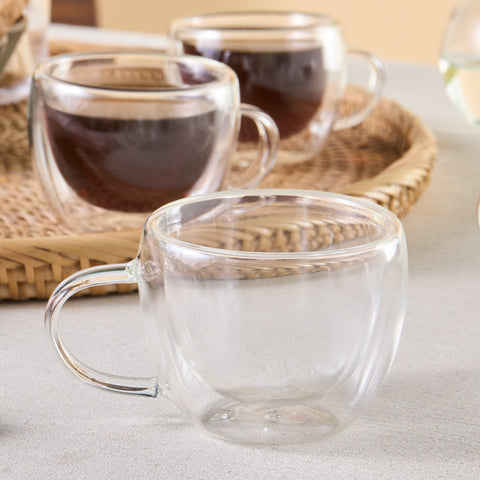 Ensemble de 6 tasses à café turques en verre à double paroi Karaca Olivia, 80 ml, transparent
