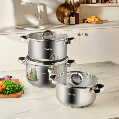 Set de casseroles en acier Karaca Magnus XLarge à fond induction – 6 pièces
