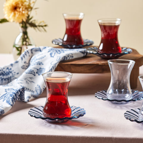 Karaca Luna Bleu clair Service à thé 12 pièces pour 6 personnes