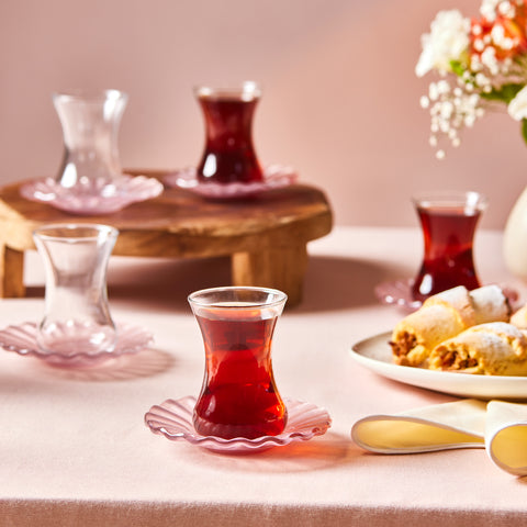 Karaca Luna Rose clair Service à thé 12 pièces, 6 personnes