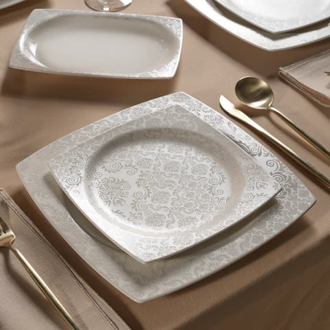 Karaca Square Bone Bridal Service De Table 60 Pièces Pour 12 Personnes