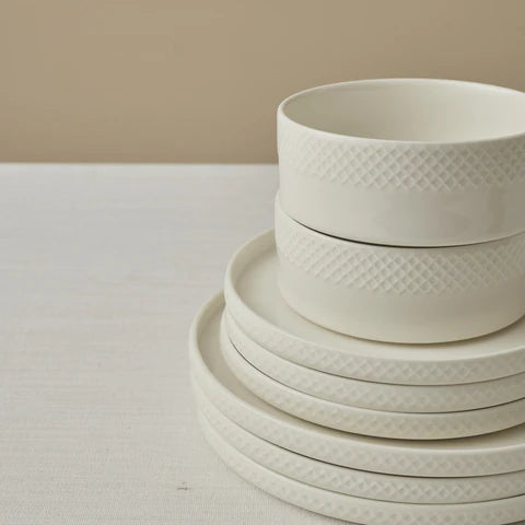 Karaca Salvare Diamond Service De Table 18 Pièces En Bone China Pour 6 Personnes, Blanc