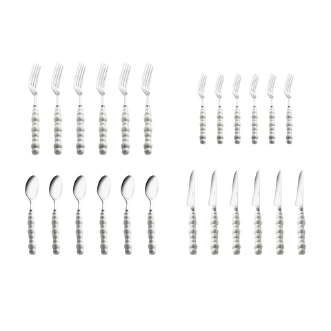 Karaca Pearl Service De Couverts 24 Pièces Pour 6 Personnes, Argent