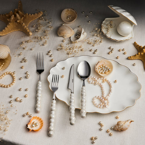Karaca Pearl Service De Couverts 24 Pièces Pour 6 Personnes, Argent