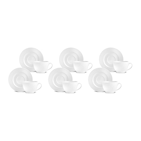 Service à thé Karaca Nina Embossed pour 6 personnes, 220 ml