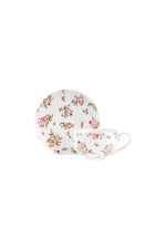 Karaca Blossom Service de Tasses à Thé et Sous-Tasses en Bone China, 12 Pièces, pour 6 Personnes, 220 ml, Rouge