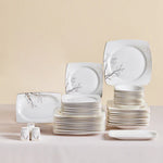 Karaca Square Bone China Autumn Service de Table 53 Pièces pour 12 Personnes, Blanc Multicolore