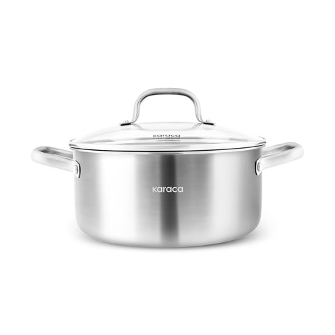 Karaca Power Steel 316+ 3 Ply Akita Batterie de Cuisine en Acier Inoxydable 7 Pièces avec Base Compatible Induction