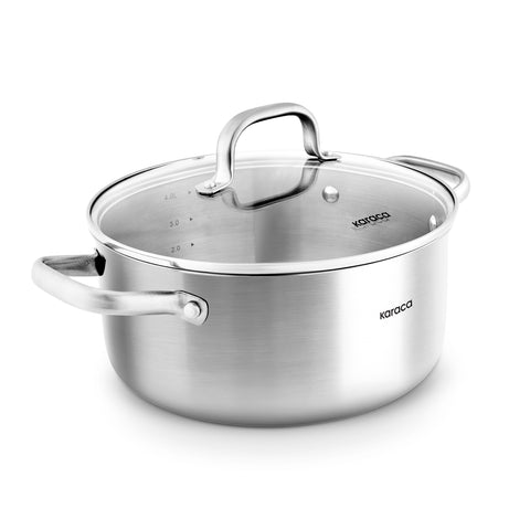 Karaca Power Steel 316+ 3 Ply Akita Batterie de Cuisine en Acier Inoxydable 7 Pièces avec Base Compatible Induction