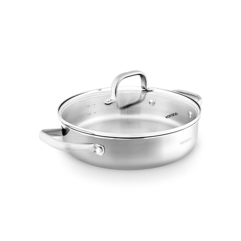Karaca Power Steel 316+ 3 Ply Akita Batterie de Cuisine en Acier Inoxydable 7 Pièces avec Base Compatible Induction
