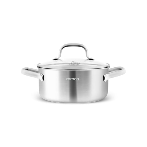 Karaca Power Steel 316+ 3 Ply Akita Batterie de Cuisine en Acier Inoxydable 7 Pièces avec Base Compatible Induction
