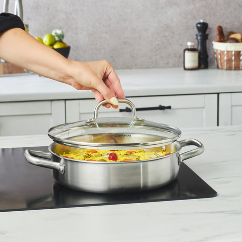 Karaca Power Steel 316+ 3 Ply Akita Batterie de Cuisine en Acier Inoxydable 7 Pièces avec Base Compatible Induction