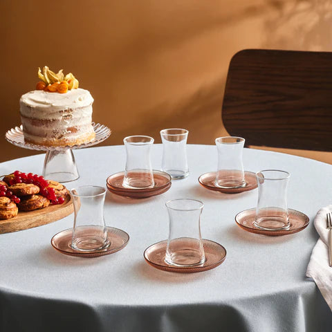 Service de Verres à Thé Karaca Juliet Mocha Mousse 12 Pièces pour 6 Personnes, 170 ml