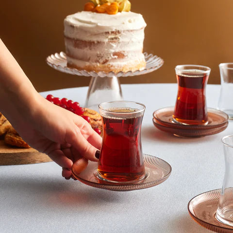 Service de Verres à Thé Karaca Juliet Mocha Mousse 12 Pièces pour 6 Personnes, 170 ml