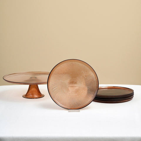 Karaca Juliet Mocha Mousse Service à Gâteau 7 Pièces pour 6 Personnes