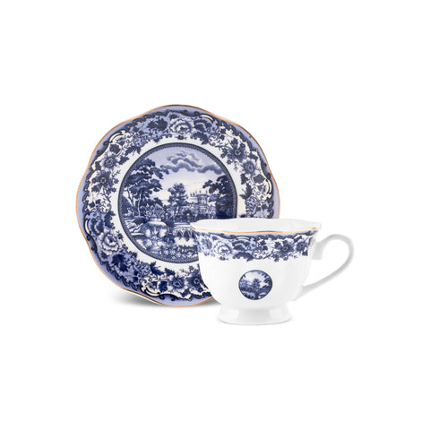 Karaca Old Town Service de 12 Tasses à Espresso et Café Turc en Bone China pour 6 Personnes, 80 ml, Bleu