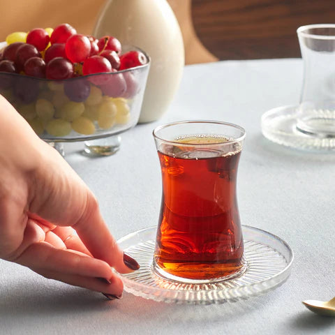 Service à thé turc Karaca Lily 12 pièces pour 6 personnes, 170 ml, Luster