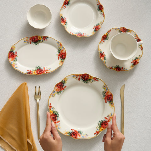 Karaca Forever Bone Amarose Service De Petit-déjeuner 26 Pièces