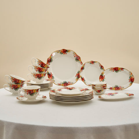 Karaca Forever Bone Amarose Service De Petit-déjeuner 26 Pièces