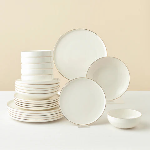 Service de Table Karaca Stream Bone Meridian, 24 Pièces, pour 6 Personnes, Doré