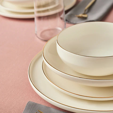 Service de Table Karaca Stream Bone Meridian, 24 Pièces, pour 6 Personnes, Doré