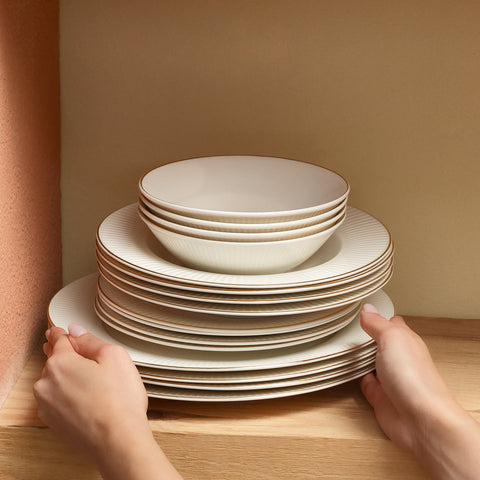 Karaca Stream Bone Massimo Service De Table Doré 24 Pièces