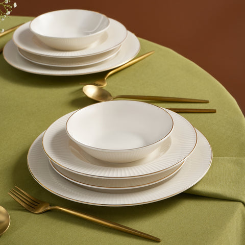 Karaca Stream Bone Massimo Service De Table Doré 24 Pièces