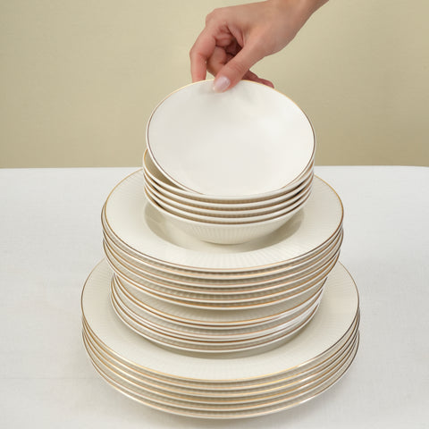 Karaca Stream Bone Massimo Service De Table Doré 24 Pièces