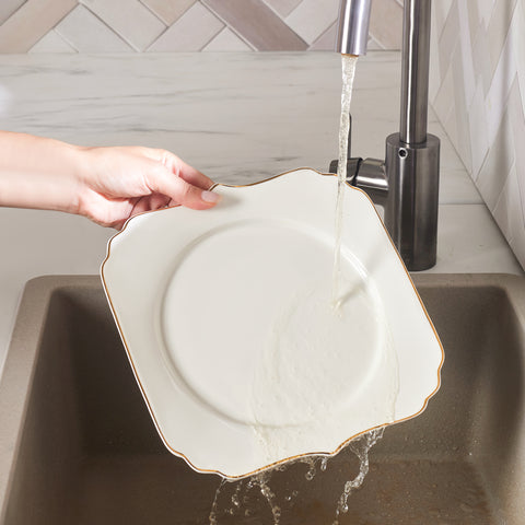 Karaca Stream Bone Vintage Service de Table 24 Pièces pour 6 Personnes, Doré