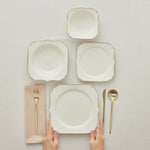 Karaca Stream Bone Vintage Service de Table 24 Pièces pour 6 Personnes, Doré