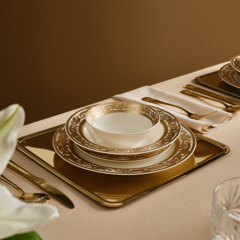 Karaca Elegance Bone Isola Service De Table 24 Pièces Pour 6 Personnes, Multicolore