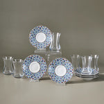 Service à Thé Turc Karaca Emirgan 12 Pièces en Bone China pour 6 Personnes, 130 ml, Multicolore