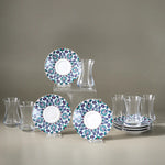 Service à thé turc Karaca Edirne 12 pièces en Bone China pour 6 personnes, 130 ml, Multicolore