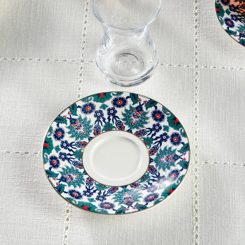 Service à thé turc Karaca Edirne 12 pièces en Bone China pour 6 personnes, 130 ml, Multicolore