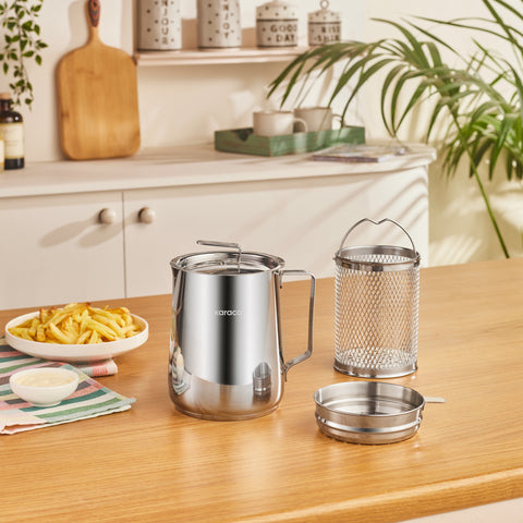 Karaca Minifry Friteuse Profonde en Acier Inoxydable, 2 L, Argent