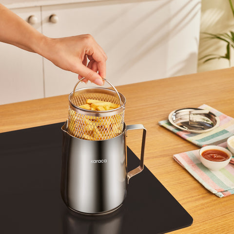 Karaca Minifry Friteuse Profonde en Acier Inoxydable, 2 L, Argent