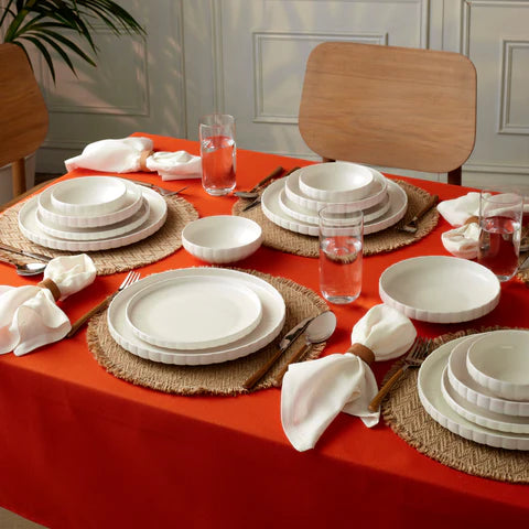 Service de table Karaca Stream Bone China Pumpkin 24 pièces pour 6 personnes, Blanc