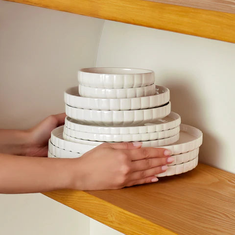 Service de table Karaca Stream Bone China Pumpkin 24 pièces pour 6 personnes, Blanc