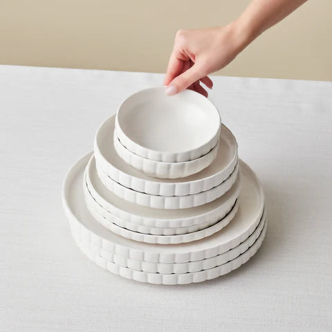 Service de table Karaca Stream Bone China Pumpkin 24 pièces pour 6 personnes, Blanc