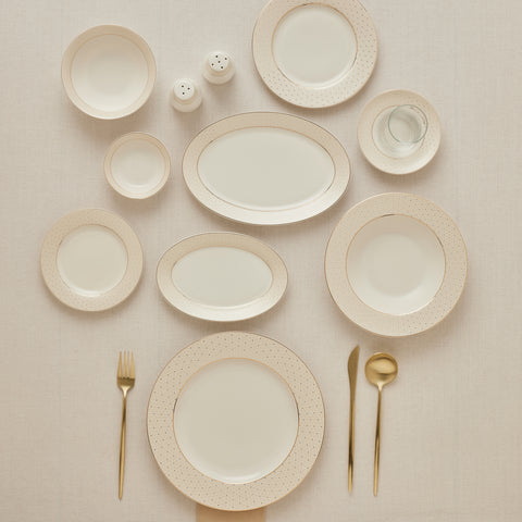 Karaca Elegance Bone Alessa Service de table et de petit-déjeuner 60 pièces pour 8 personnes
