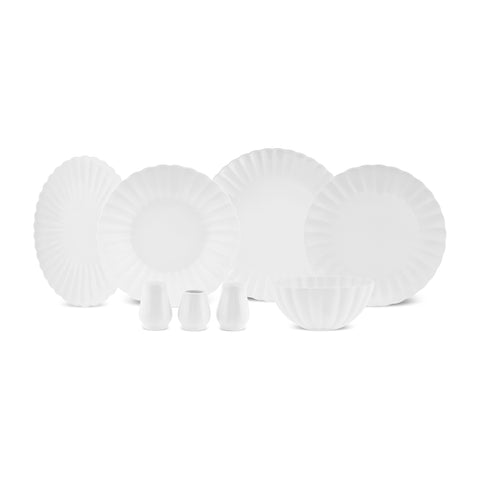 Karaca Stream Bone Umbrella – Service de table blanc 53 pièces pour 12 personnes