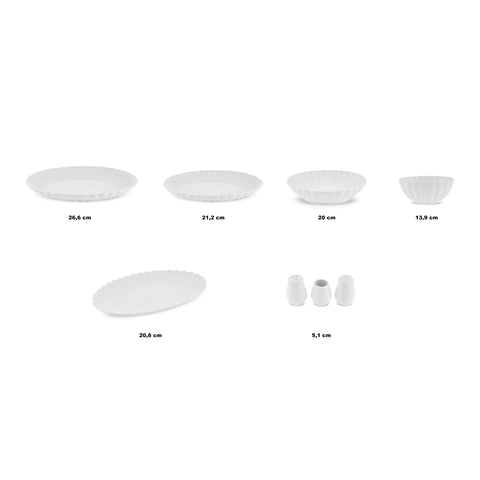 Karaca Stream Bone Umbrella – Service de table blanc 53 pièces pour 12 personnes