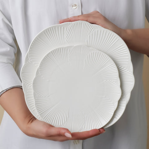 Karaca Bloom Service de table en Bone China 24 pièces pour 6 personnes, blanc