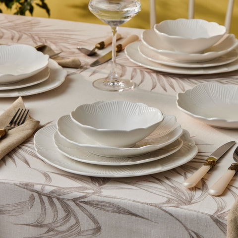 Karaca Bloom Service de table en Bone China 24 pièces pour 6 personnes, blanc