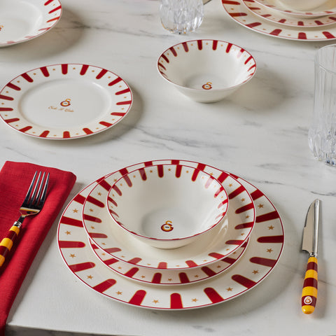 Karaca x Galatasaray Service de Table Forever Bone Sous Licence 24 Pièces pour 6 Personnes