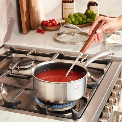Karaca 5Ply PowerSteel 316+ Casserole à manche en acier inoxydable compatible induction, 18 cm, argentée