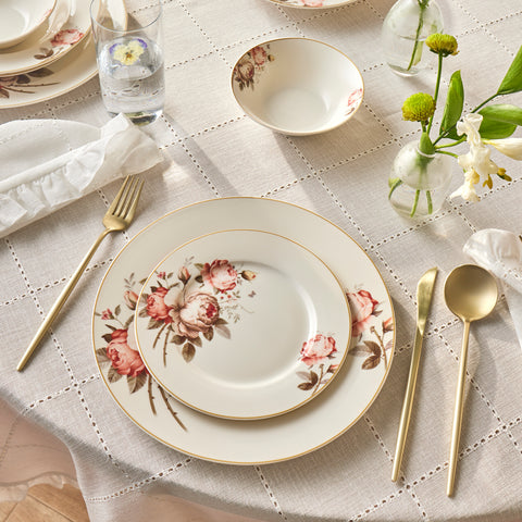 Karaca Bone China Rosie Service de Table 24 Pièces pour 6 Personnes, Multicolore