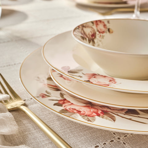 Karaca Bone China Rosie Service de Table 24 Pièces pour 6 Personnes, Multicolore