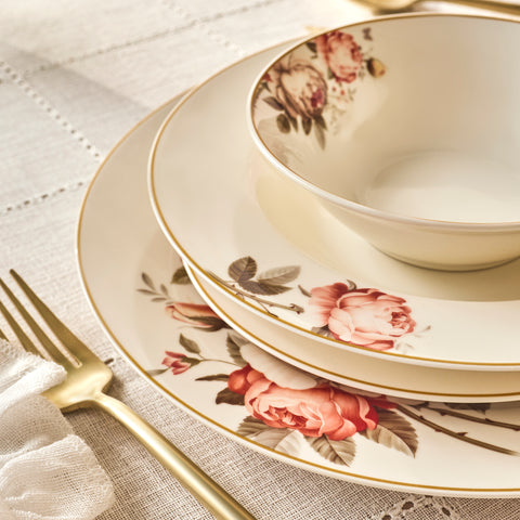Karaca Bone China Rosie Service de Table 24 Pièces pour 6 Personnes, Multicolore