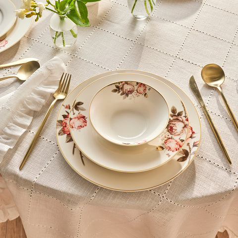 Karaca Bone China Rosie Service de Table 24 Pièces pour 6 Personnes, Multicolore